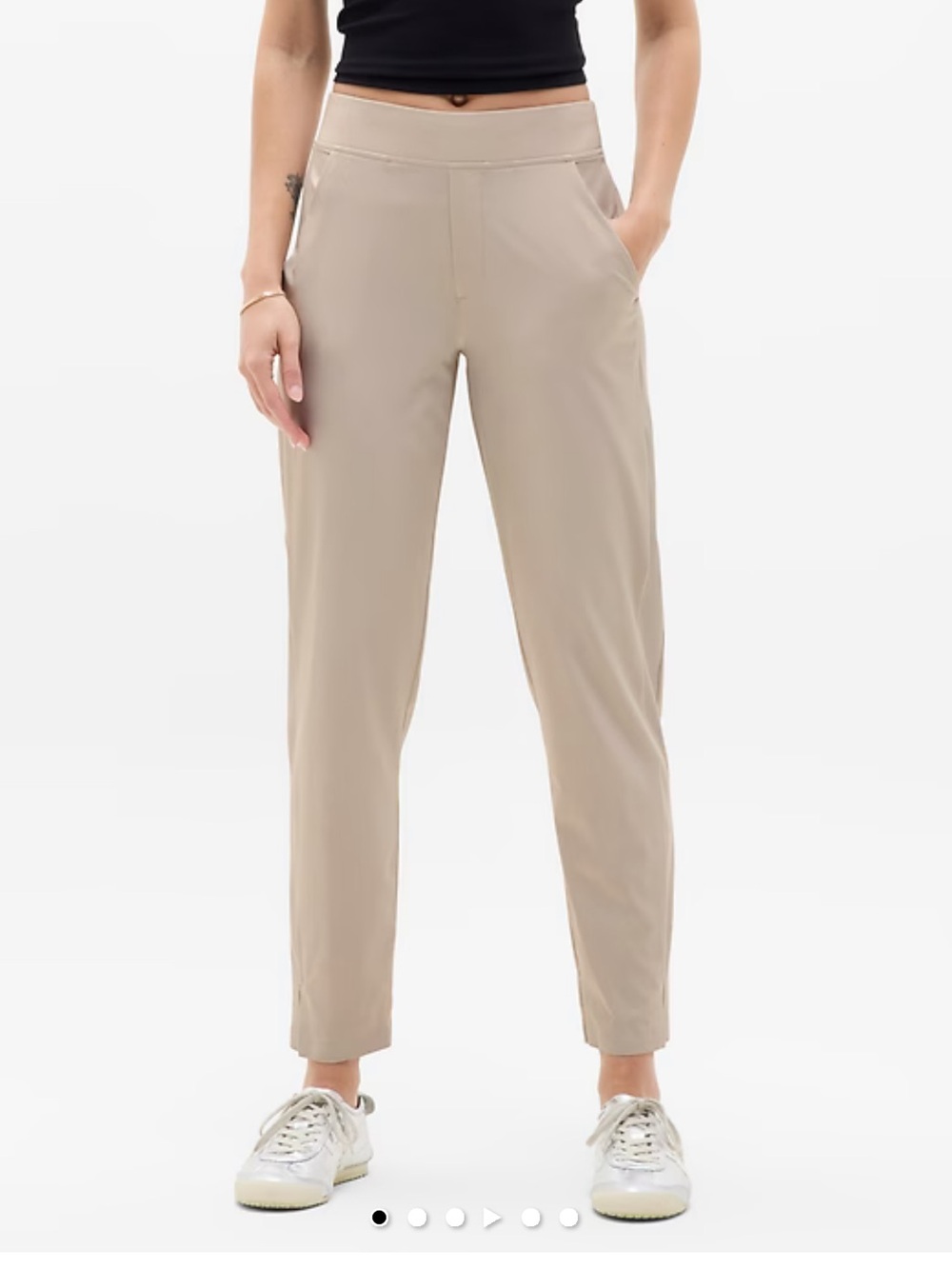 Athleta Cropped Slim Straight Pants in Taupe